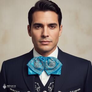 Mexican Embroidered Charro Moño – Traditional Satin Mariachi Bow Tie